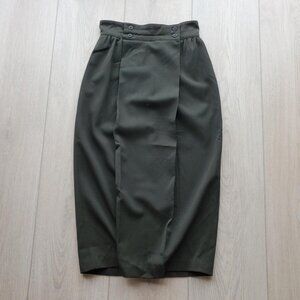 Christian Dior Separates Dark Green 100% Wool Midi Skirt Size 6